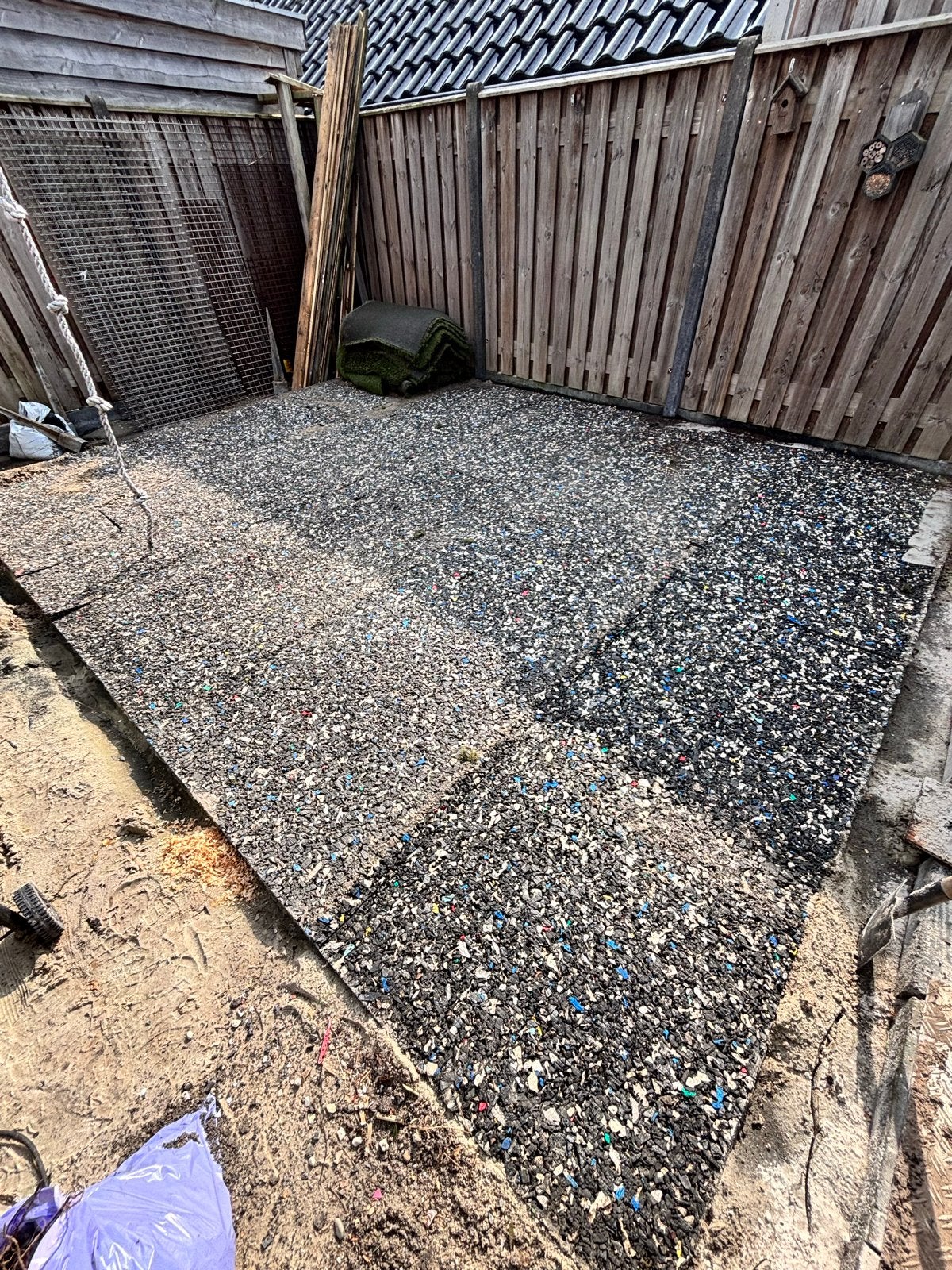 Rubberen tegels voor speelplaats of kunstgras, 20m2, Tuin en Terras, Ophalen, Gebruikt, 20 m² of meer