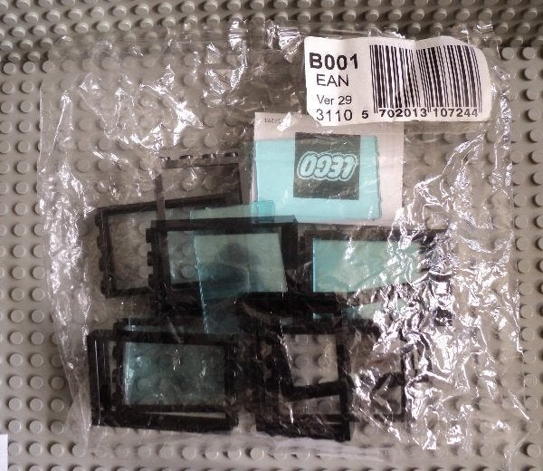 2493b 10x black Window 1 x 4 x 5 with Hollow Studs 2494, Ophalen of Verzenden, Gebruikt