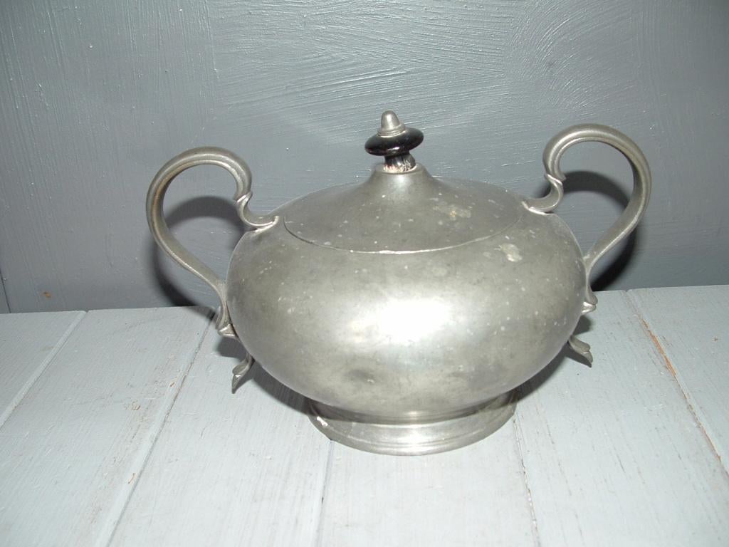 Antiek James Dixon & sons Sheffield tinnen 1556 suikerpotje, Antiek en Kunst, Antiek | Tin, Ophalen of Verzenden