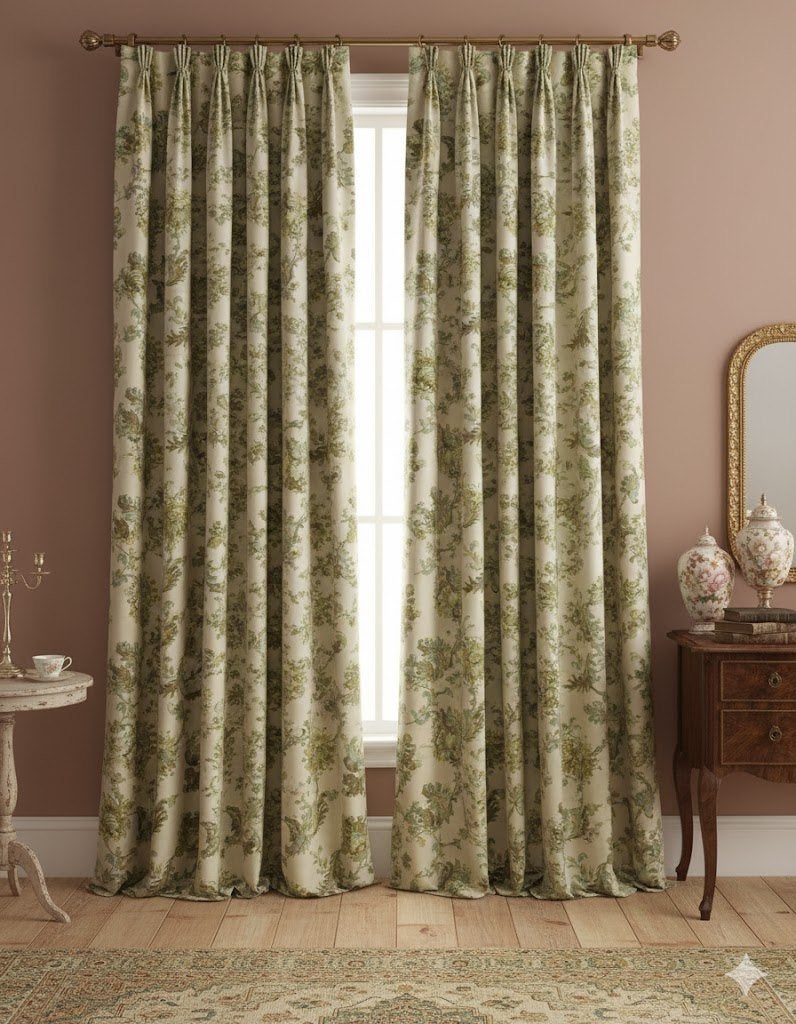 11066 Vintage chintz bloemenstof decoratiestof groen swiet, Overige kleuren, Verzenden, 120 cm of meer, Katoen