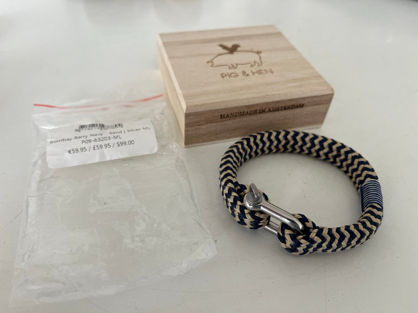 Pig & Hen Bombay Barry Navy Sand Armband - Nieuw, Ophalen of Verzenden, Nieuw, Blauw, Overige materialen