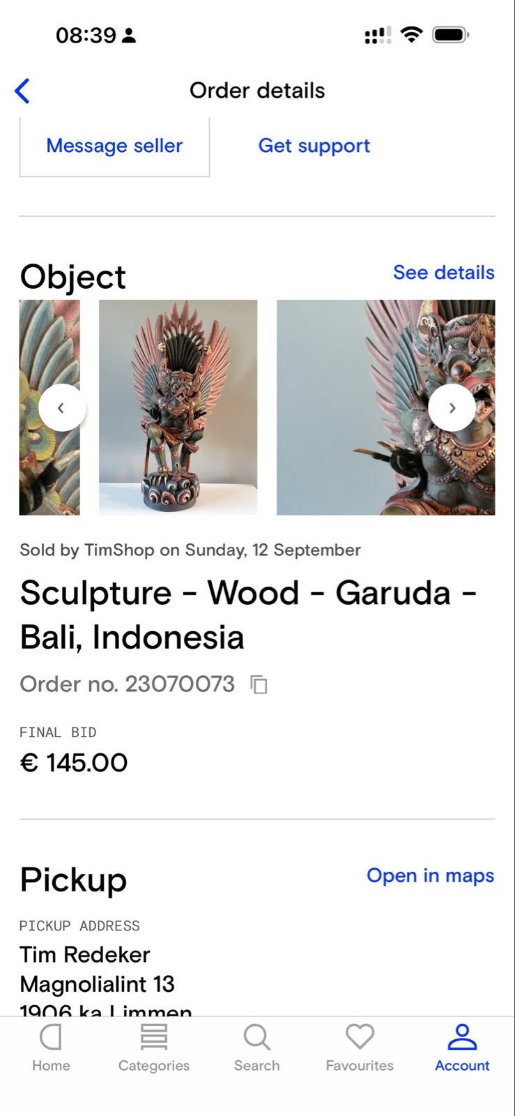 Houten Garuda Beeld uit Bali, Indonesië, Antiek en Kunst, Ophalen, 50 - 100 cm, Beeld, Hout