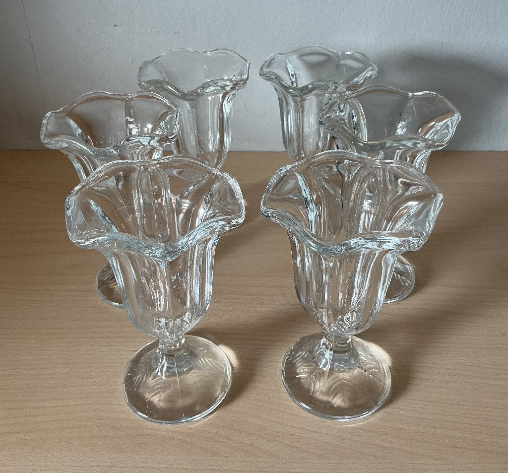 Glazen ijscoupes - dessertcoupes 6 stuks, Glas of Glazen, Ophalen of Verzenden, Overige stijlen, Glas