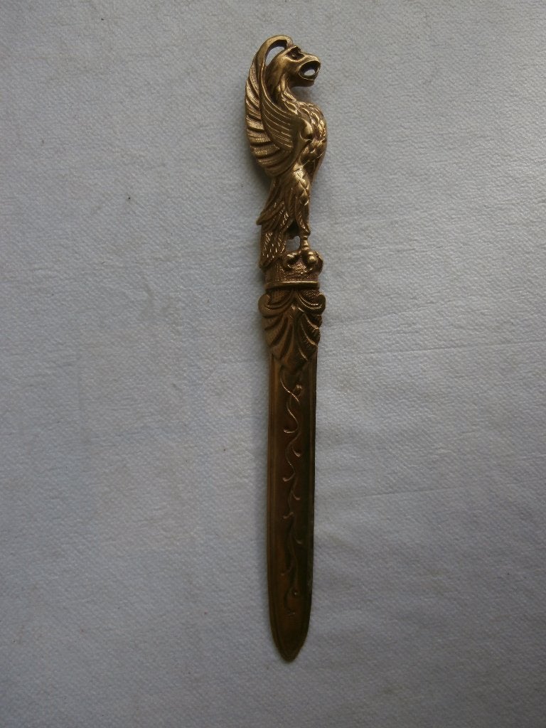 Antieke briefopener, Griffioen handvat 25 cm messing-brons ?, Antiek en Kunst, Antiek | Kantoor en Zakelijk, Ophalen of Verzenden