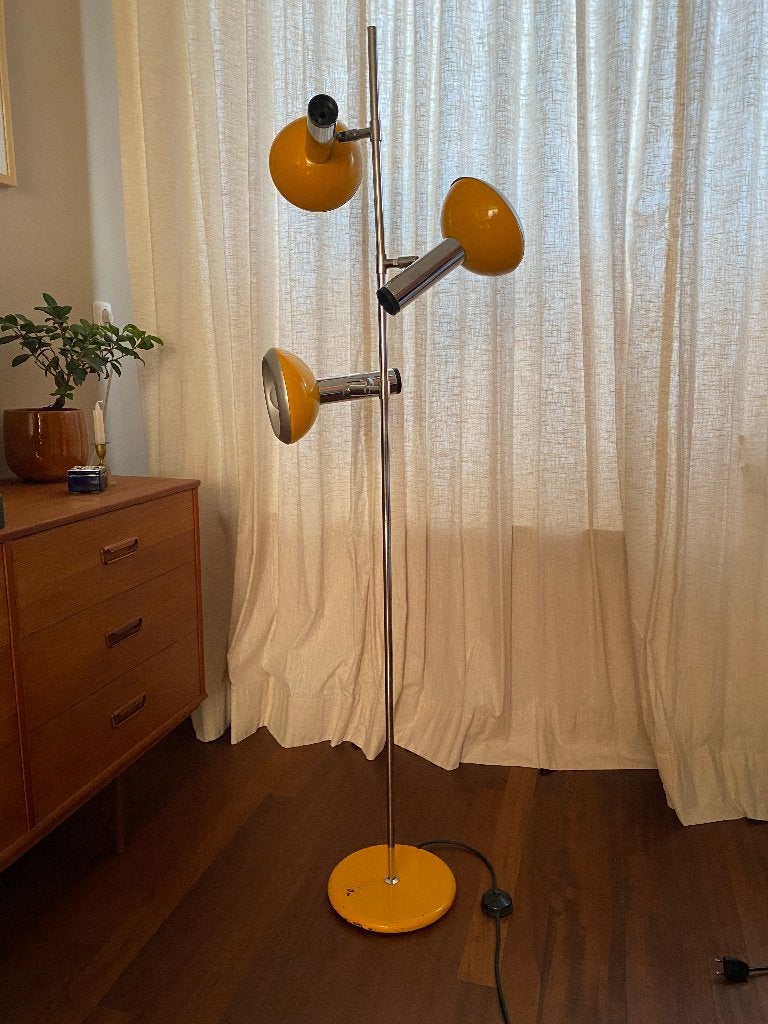 Vintage seventies space-age staande lamp, Ophalen, Retro, Vintage, Mid century, Spage age, Gebruikt, Metaal