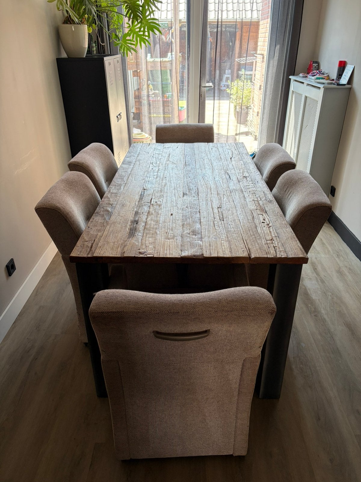 Eettafel Ramses 180x90 cm – teak hout – stoer & robuust, Teakhout, 50 tot 100 cm, Zo goed als nieuw, Vijf personen of meer