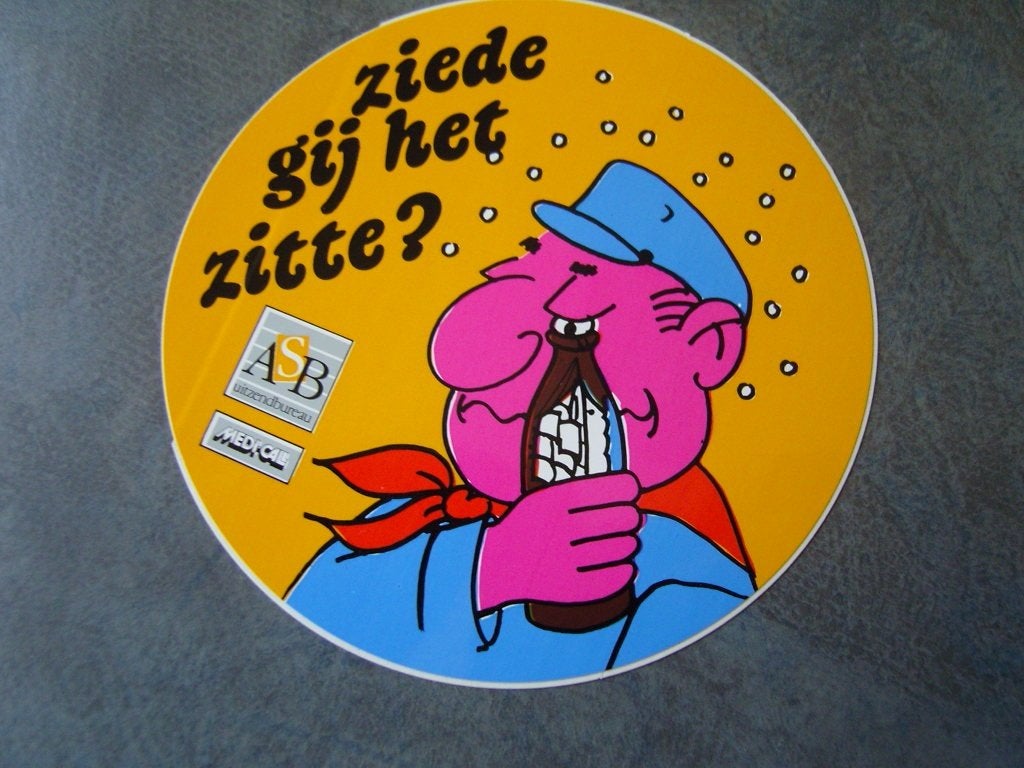 sticker ASB Uitzendbureau  Ziede gij het zitte ?  Carnaval, Ophalen, Zo goed als nieuw