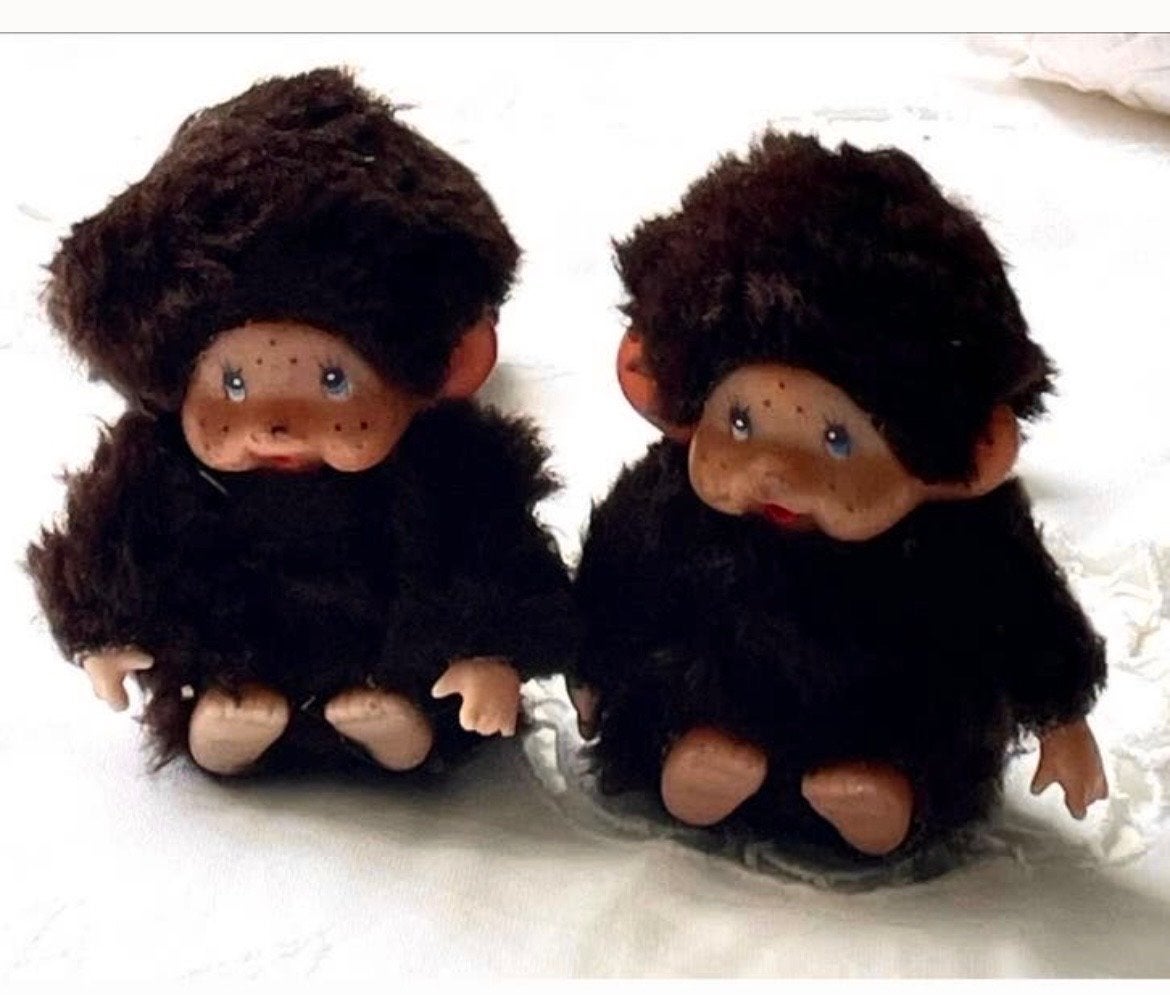 Vintage Monchhichi-achtige Poppen - Set van 2, Ophalen of Verzenden, Gebruikt