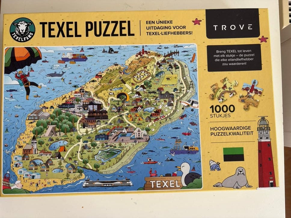 Texel Puzzel 1000 Stukjes - Hoogwaardige Kwaliteit, Ophalen of Verzenden, 500 t/m 1500 stukjes, Nieuw, Legpuzzel