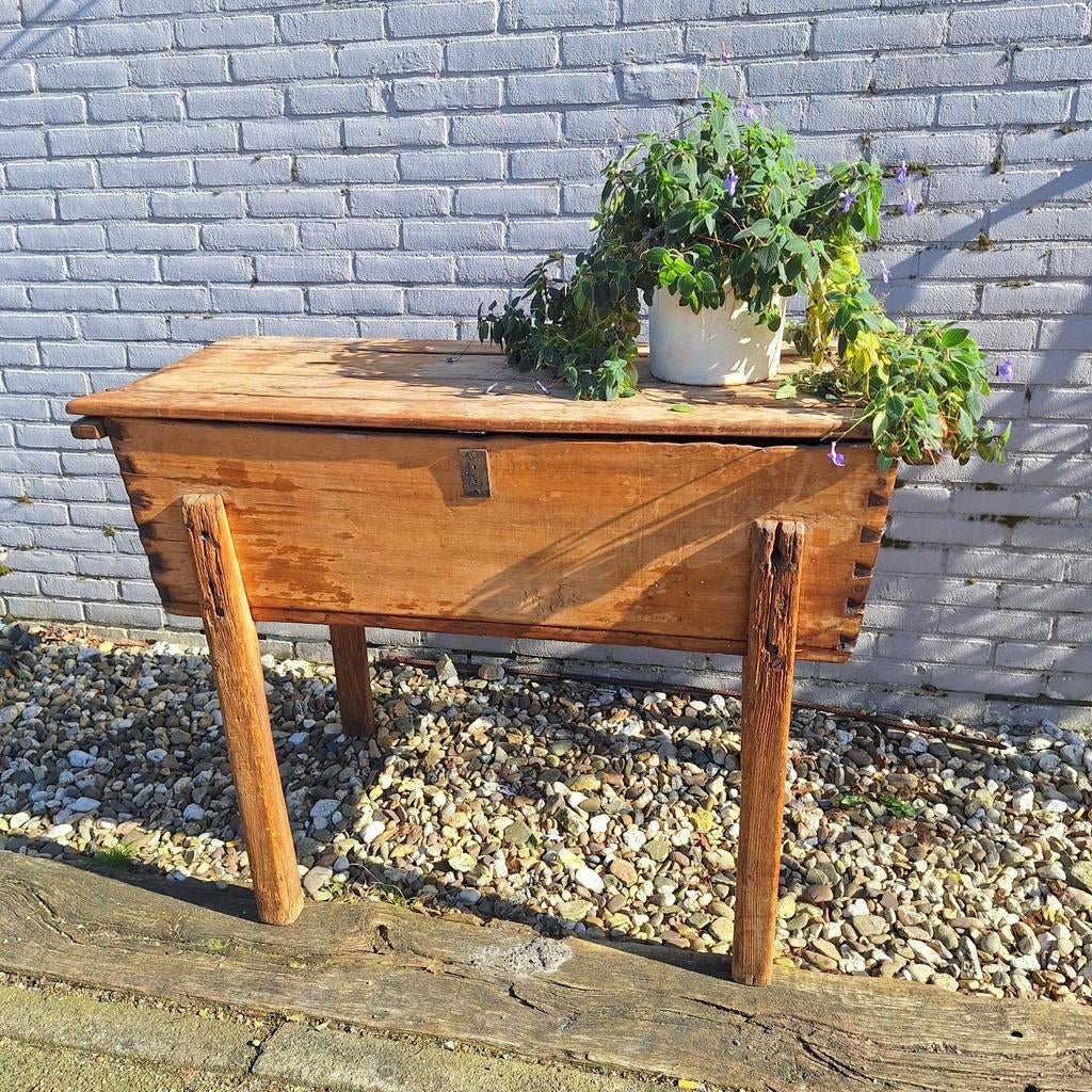 Antieke houten trog / meelbak - Sidetable, Antiek en Kunst, Antiek | Meubels | Tafels, Ophalen