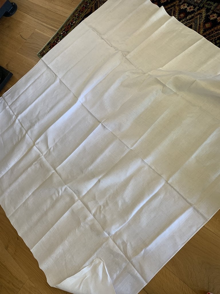Antiek Jugendstil wit damast tafellaken jacquard motief zgan, Verzenden