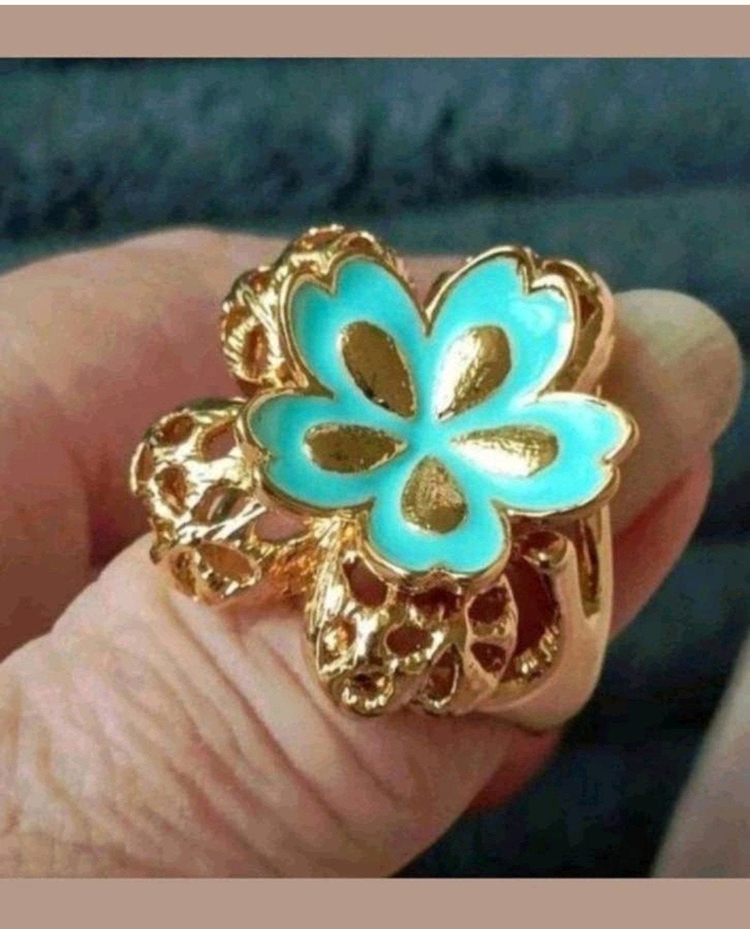 Ring met turquoise maat 17, Verzenden, Nieuw, Goud
