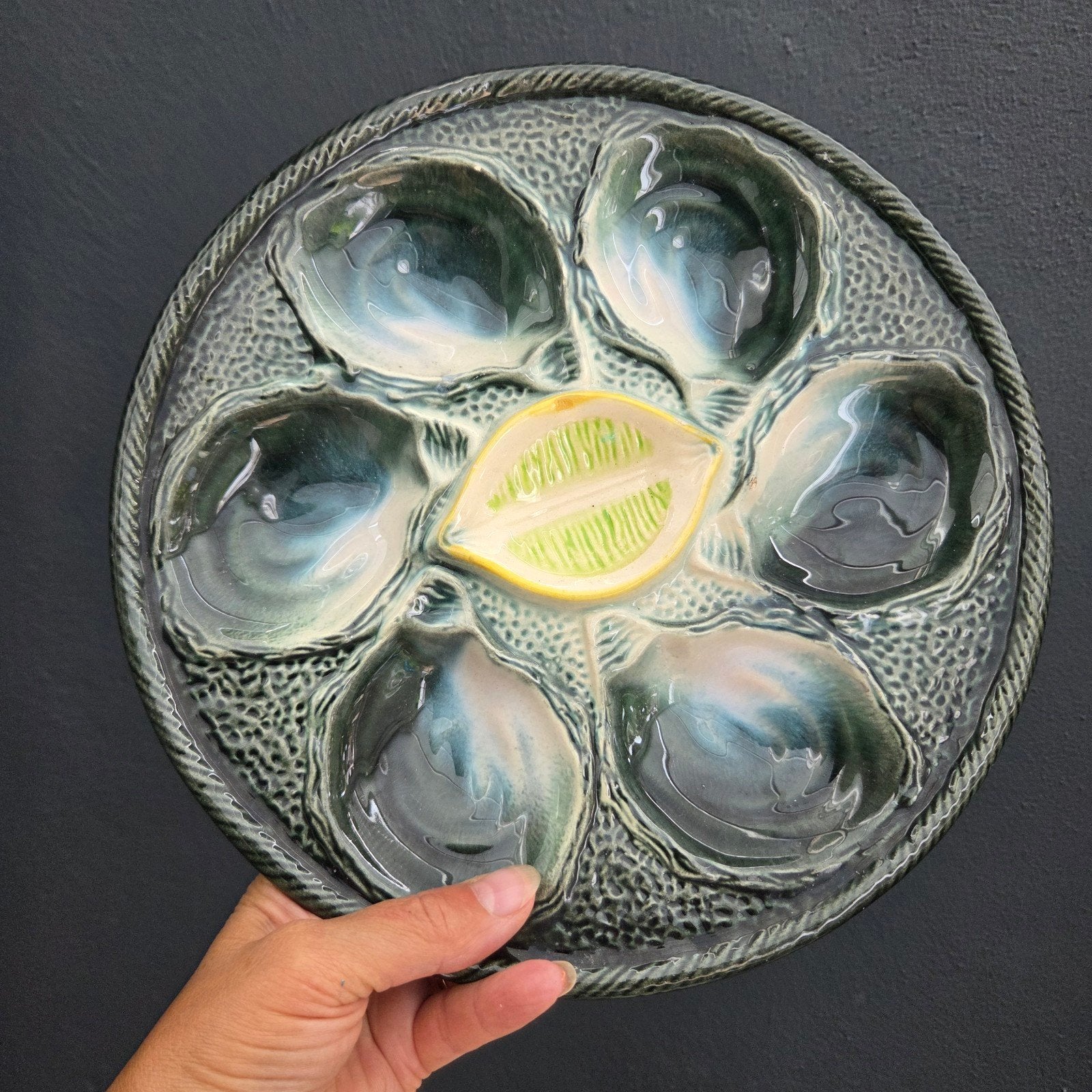 Majolica oesterbord van St Clement - Vintage aardewerk, Ophalen of Verzenden