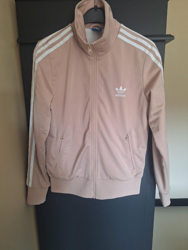 Stijlvol Adidas jasje - Roze/beige met witte strepen, Kleding | Dames, Maat 38/40 (M), Adidas, Ophalen of Verzenden, Zo goed als nieuw