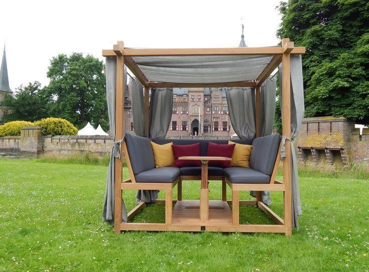 Luxe Massief Teakhouten Loungebed/Rondzit, Ophalen, 6 zitplaatsen, Teakhout, Nieuw