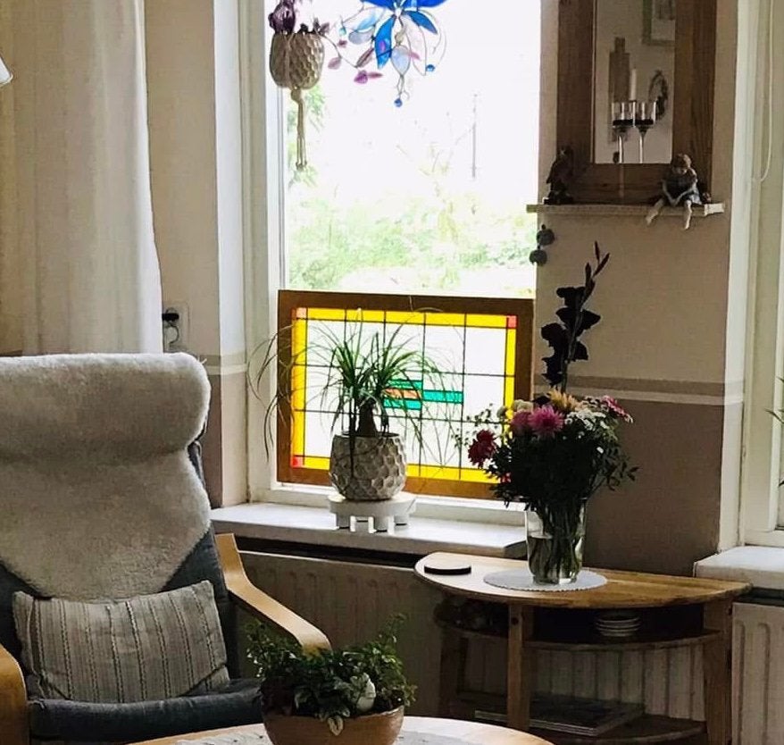Leuk voorzetraam. Glas in lood look, Ophalen, Gebruikt, Meerkleurig, Kunststof