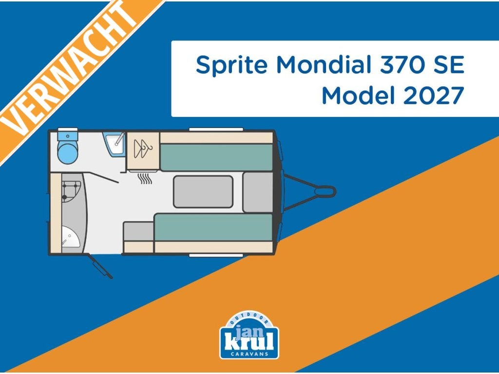 Sprite Mondial 370 SE Compact kamperen, Caravans en Kamperen, Standaardzit, Tot en met 2, Bedrijf, 750 - 1000 kg