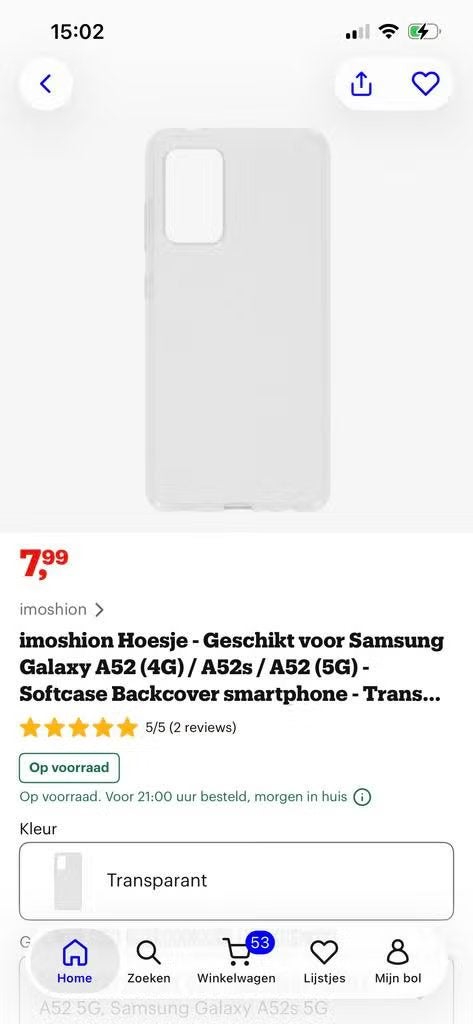 NIEUW! iMoshion hoesje voor Samsung Galaxy A52, €4,99, Ophalen of Verzenden, Nieuw, Overige typen, Samsung