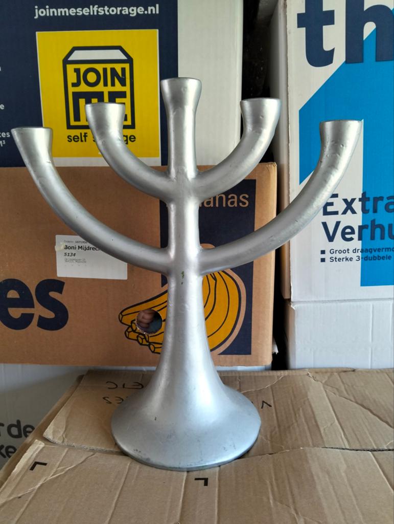 Metalen kandelaar, 5 arms, Ophalen