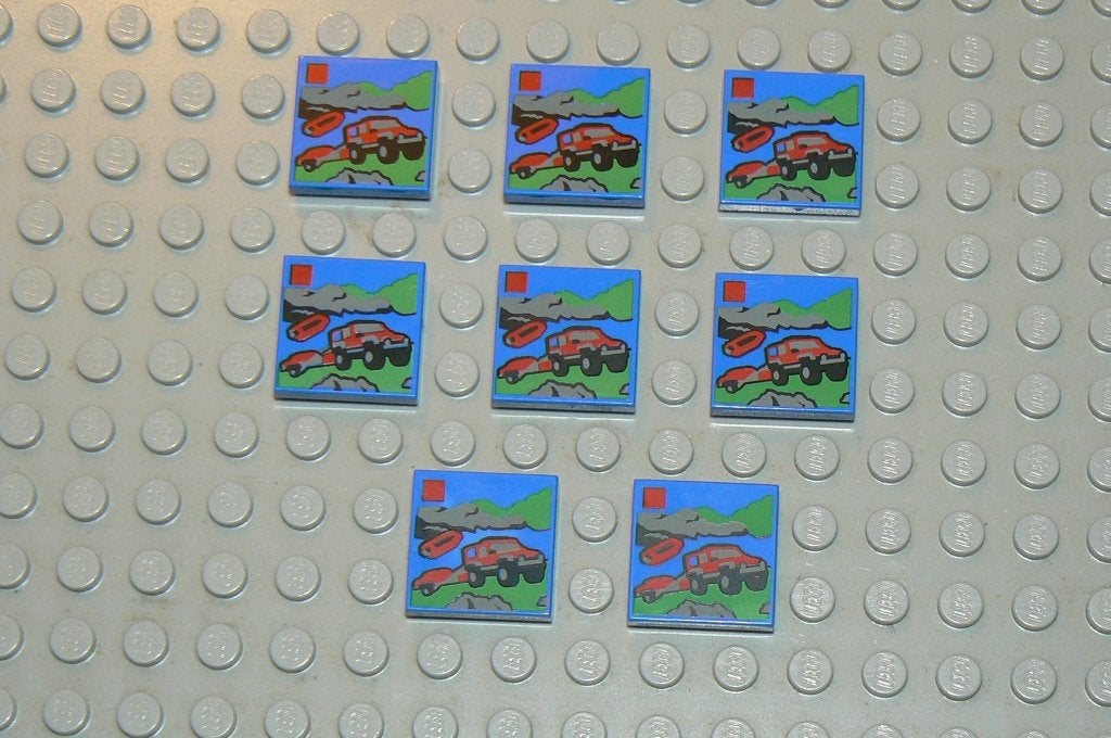 L1163 Tegels 2x2 blauw met opdruk brandweer met boot 8 st., Ophalen of Verzenden, Nieuw, Losse stenen, Lego