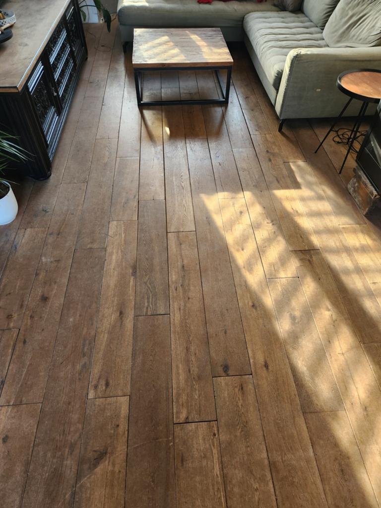Massief eiken houten vloer – circa 34 m², Gebruikt, 10 m² of meer, 10 tot 30 cm, Hout