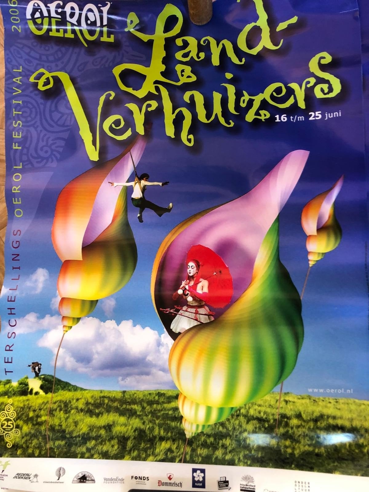 Originele Oerol Poster 2006 - Land Verhuizers, Verzamelen, Ophalen of Verzenden, A1 t/m A3, Overige onderwerpen, Rechthoekig Staand