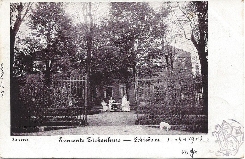 Schiedam (Z.H.) Gemeente Ziekenhuis, Volk, gelopen 1903, Ophalen of Verzenden, Voor 1920, Gelopen, Zuid-Holland