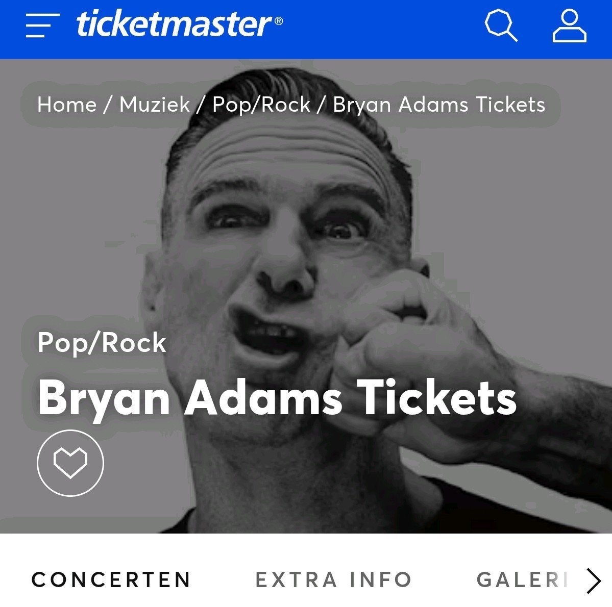 1 ticket Bryan Adams today 14 oktober, Eén persoon, Oktober