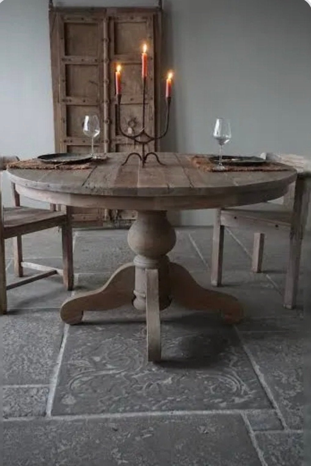 !GEZOCHT! Ronde houten eettafel - landelijke stijl, Ophalen, Gebruikt, 100 tot 150 cm, Rond