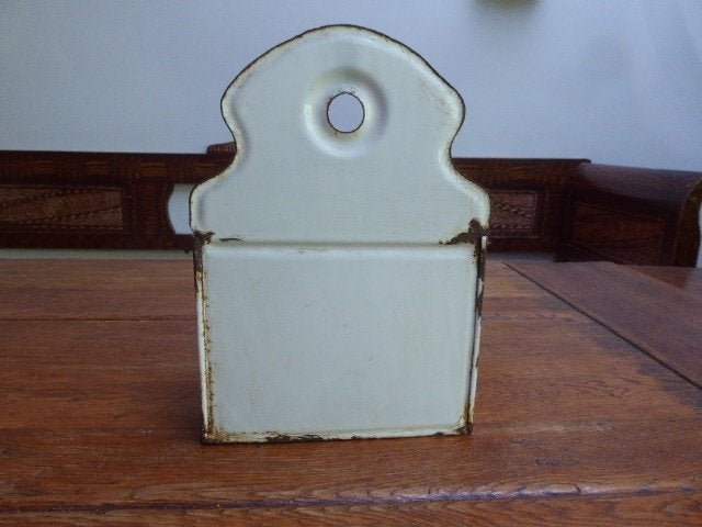 Antieke emaille zoutpot, Ophalen of Verzenden