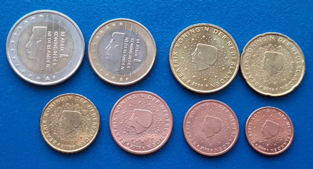 Nederland set 1 t/m 2 euro - 2008 UNC, Ophalen of Verzenden, Koningin Beatrix, Euro's, Setje