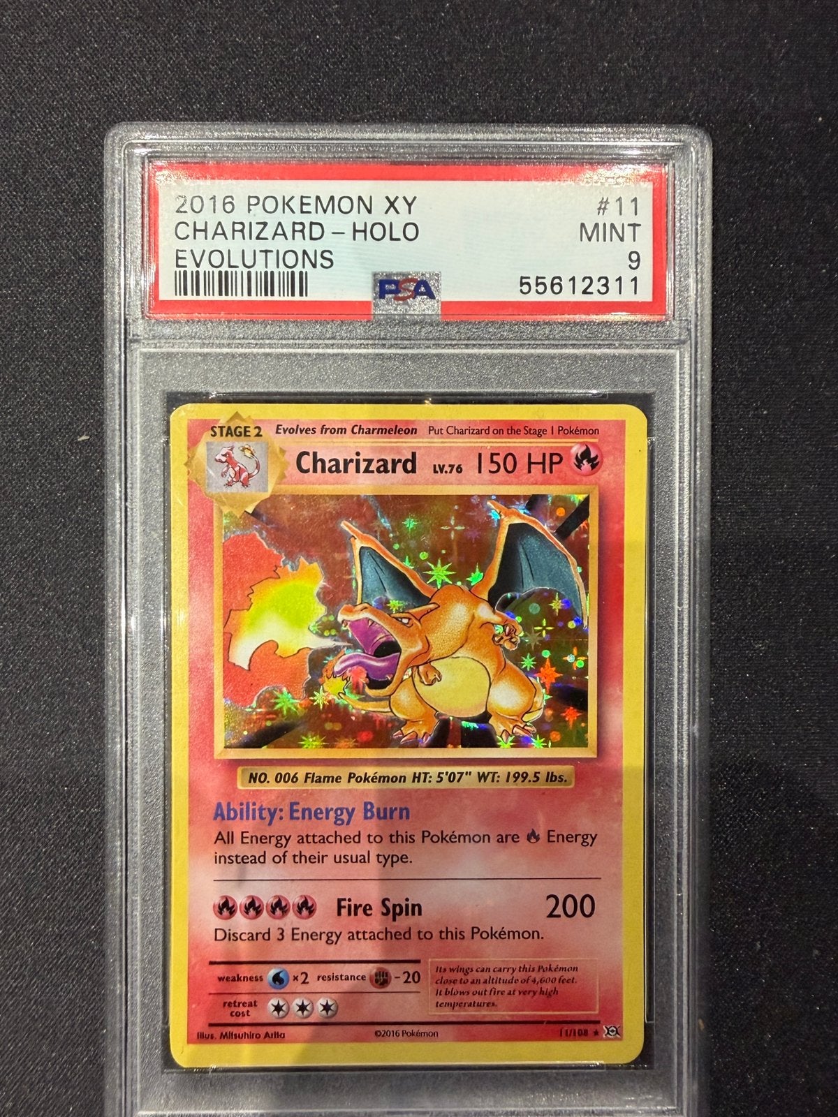 Charizard Holo PSA 9 MINT 2016 Evolutions, Ophalen of Verzenden, Zo goed als nieuw