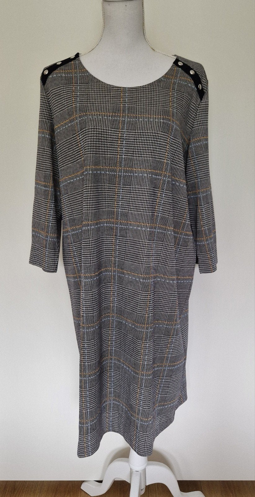 Gerry Weber glencheck jurkje maat 46 ruitje bruin, grijs, Kleding | Dames, Meerkleurig, Maat 46/48 (XL) of groter, Ophalen of Verzenden