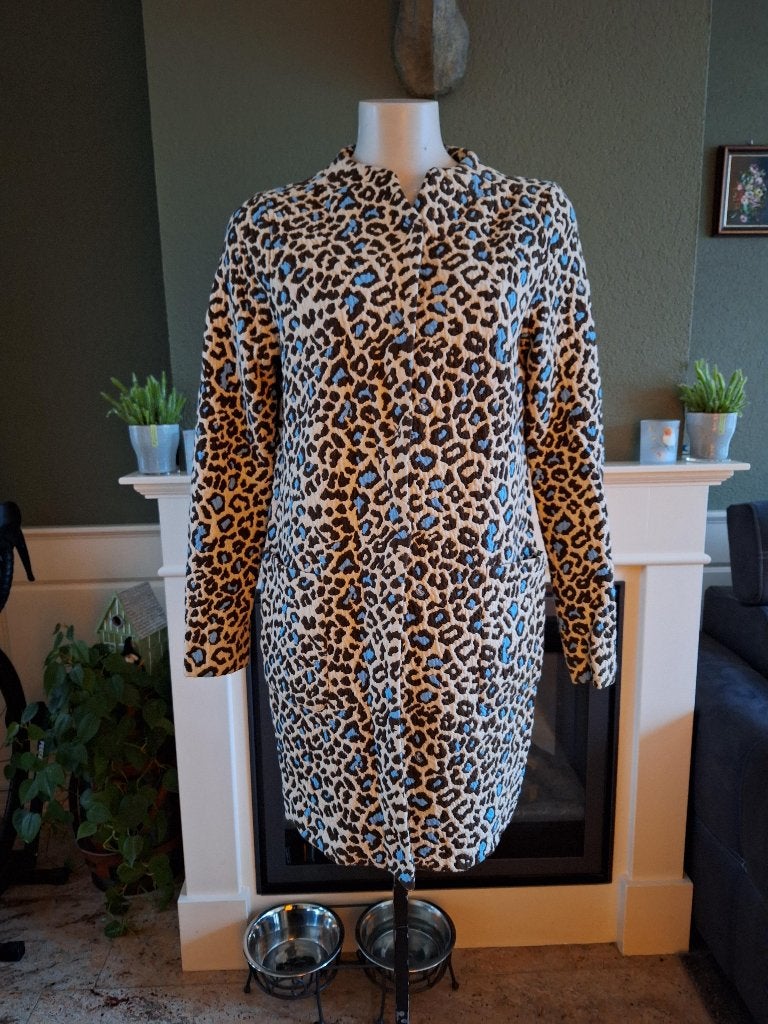 Josephine en Co luipaard jas vest S 36 beige bruin blauw, Kleding | Dames, Josephine & Co, Verzenden, Beige, Zo goed als nieuw