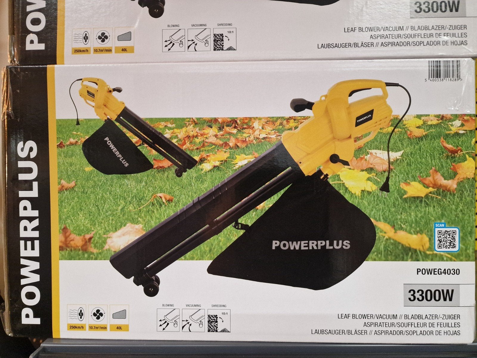 POWERPLUS Bladblazer/Bladzuiger 3300W - POWEG4030, Ophalen, Met opvangzak, Handgedragen, Nieuw