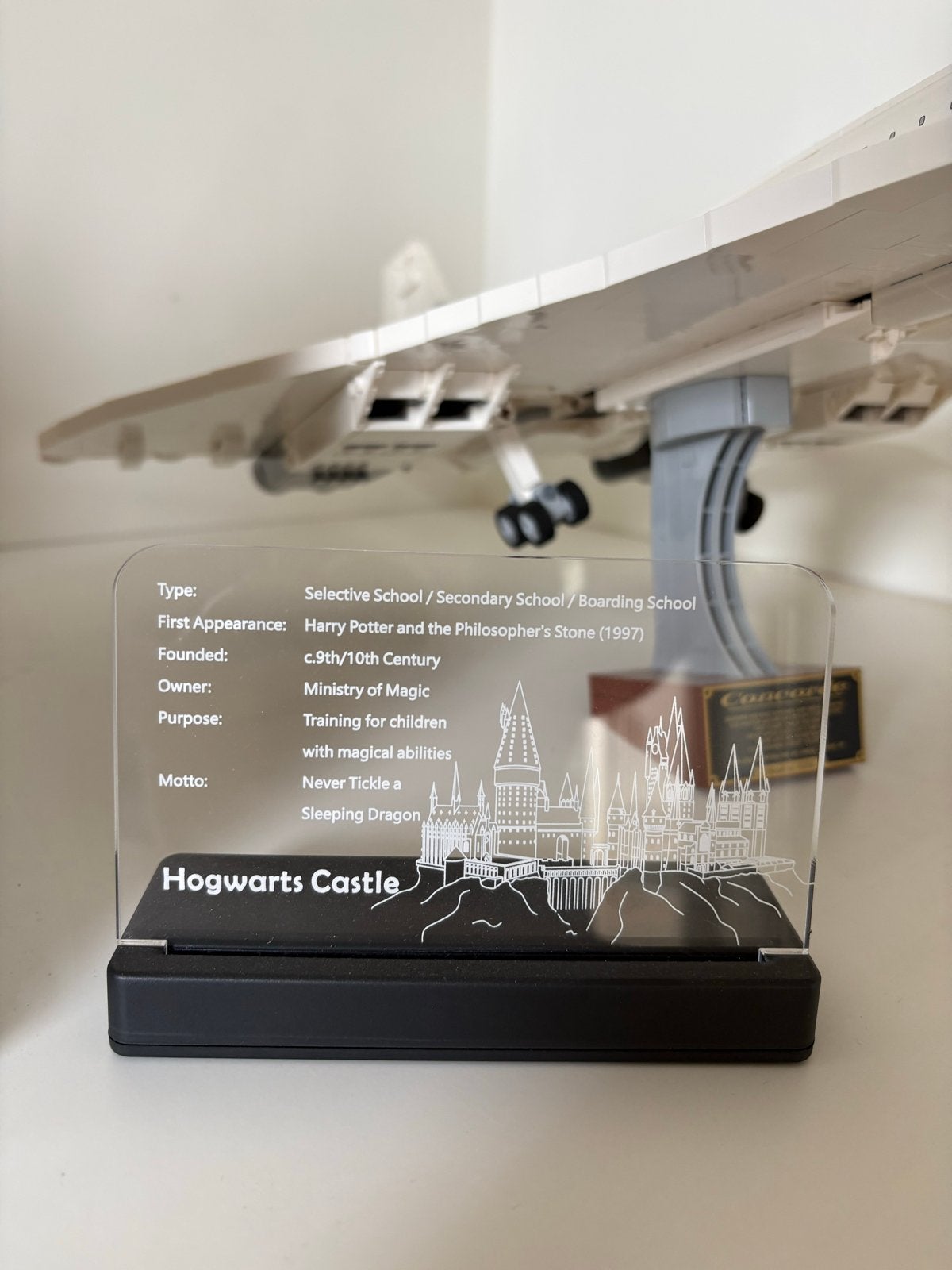 Lego Concorde met Hogwarts Castle display, Ophalen of Verzenden, Zo goed als nieuw, Overige merken