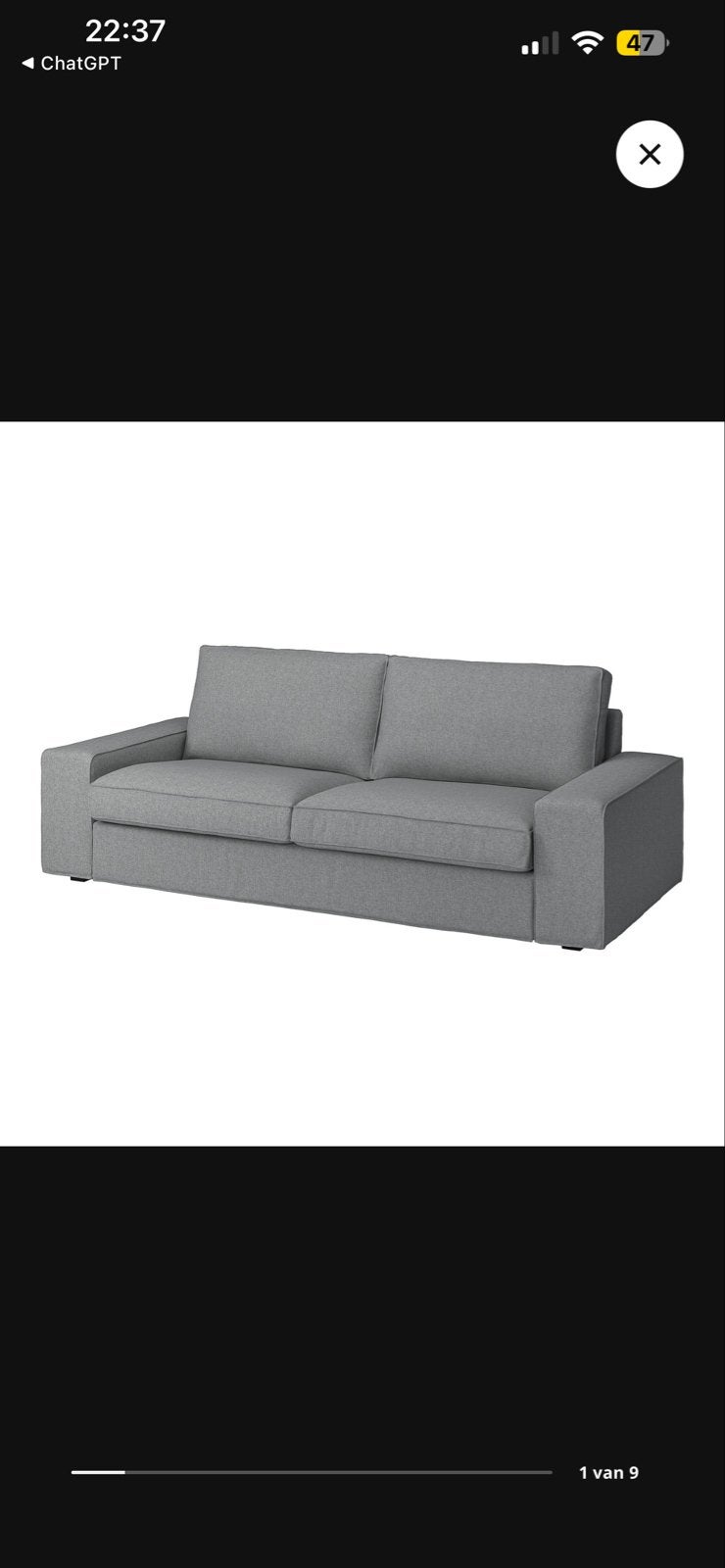 IKEA KIVIK 3-zitsbank grijs, Ophalen, Gebruikt, Driepersoons, 75 tot 100 cm