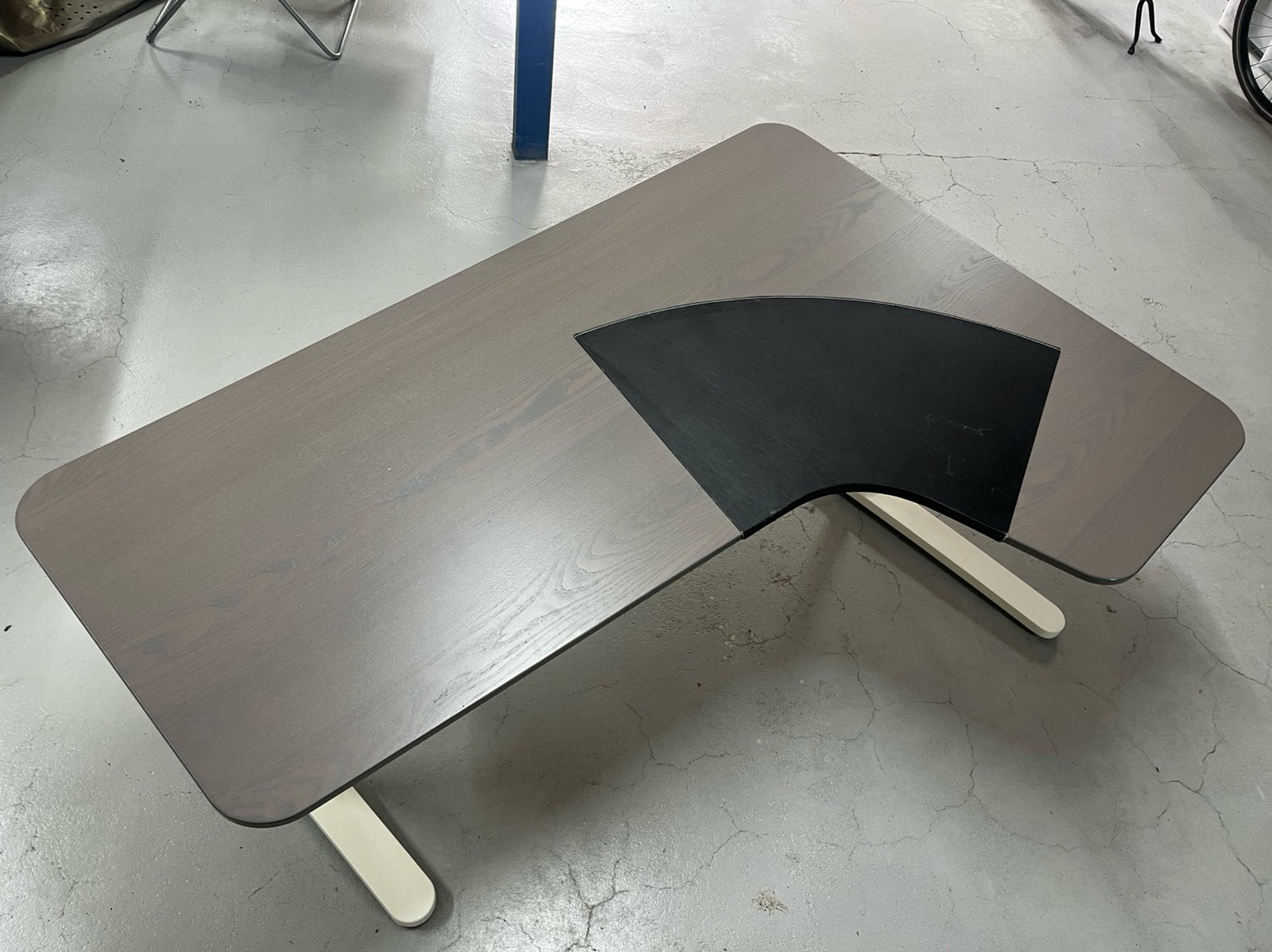 Ikea hoekbureau (rechts) BEKANT wit/grijs 160cm/60cm, Ophalen, Demontabel, 160 cm, Hout
