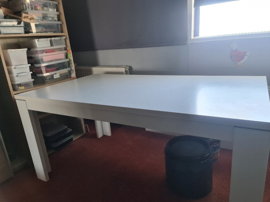 EETTAFEL mat wit, Ophalen, Gebruikt, 50 tot 100 cm, 150 tot 200 cm