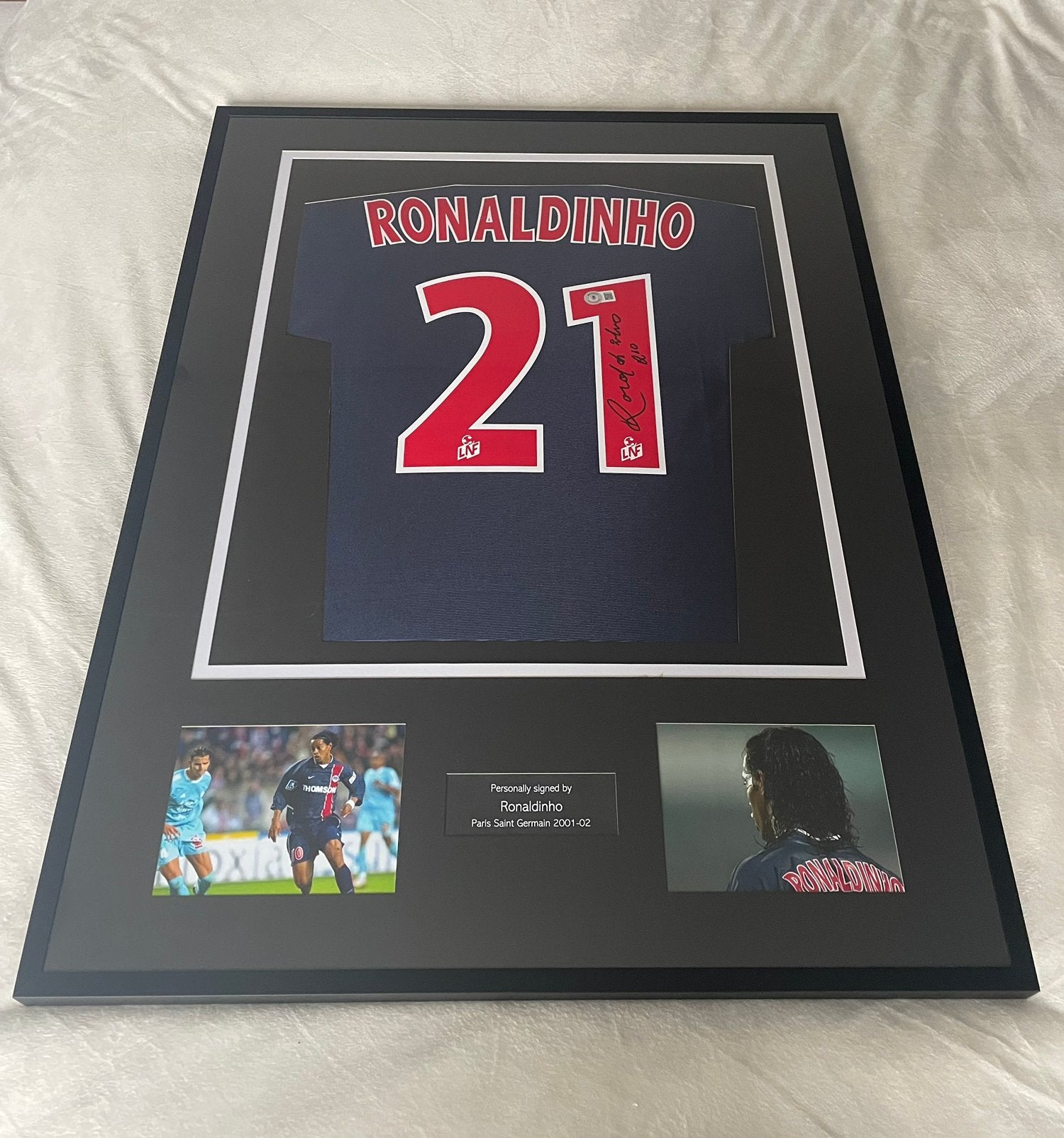 Gesigneerd Shirt | Ronaldinho | PSG | Beckett | Ingelijst, Ophalen, Zo goed als nieuw, Buitenlandse clubs, Shirt