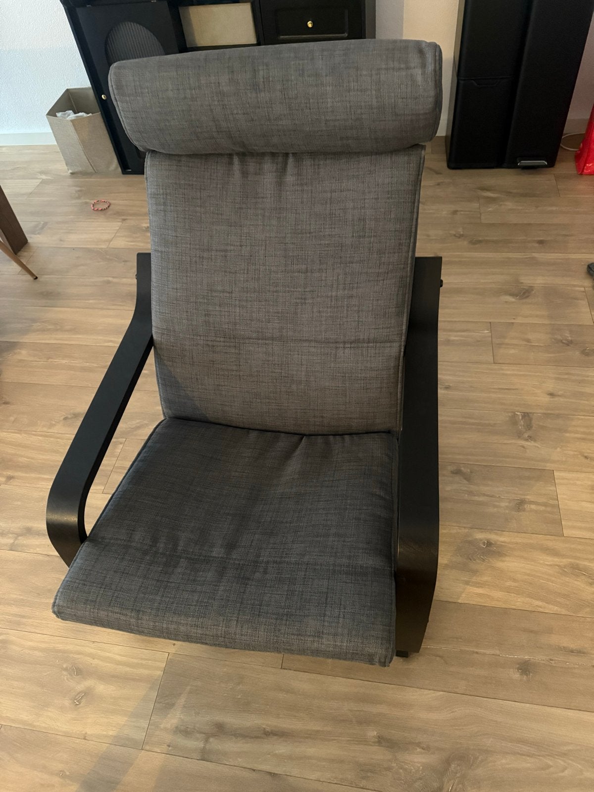 IKEA Poäng stoel met voetenbank - Grijs, Ophalen, Nieuw, 75 tot 100 cm, 50 tot 75 cm