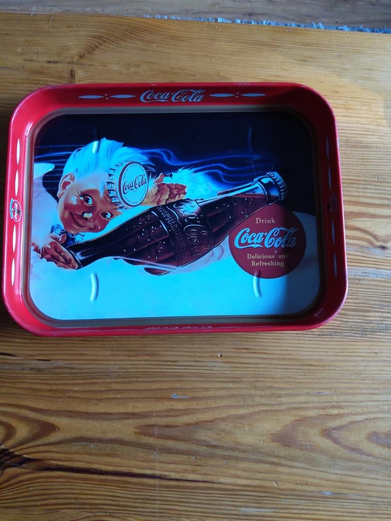 Vintage Coca-Cola dienblad met "Sprite Boy"- 28x21x3 cm, Ophalen of Verzenden, Gebruikt, Gebruiksvoorwerp