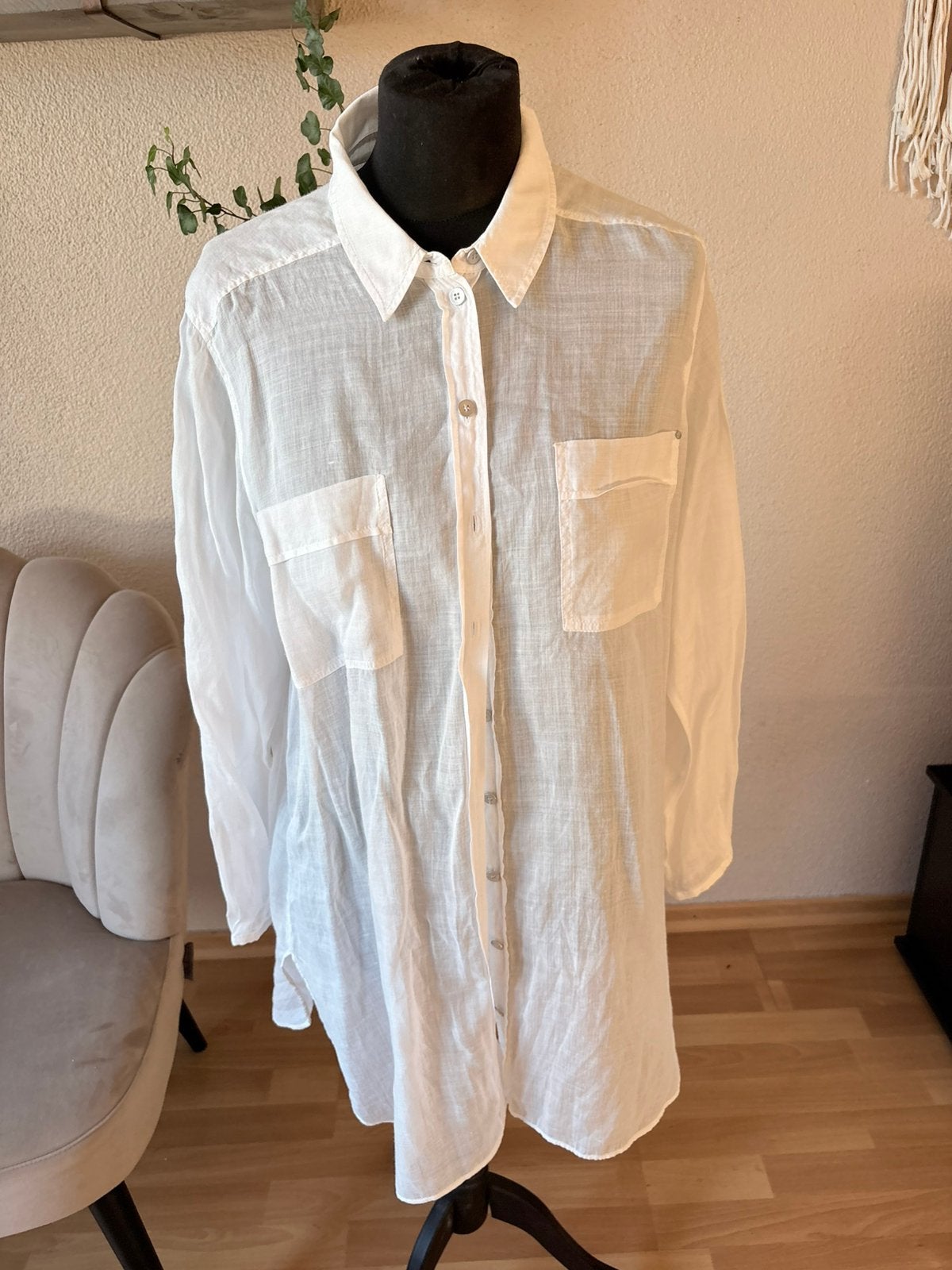 Claudia Sträter mooie witte lange blouse mt 42 ZGAN, Ophalen of Verzenden, Zo goed als nieuw, Maat 42/44 (L), Wit