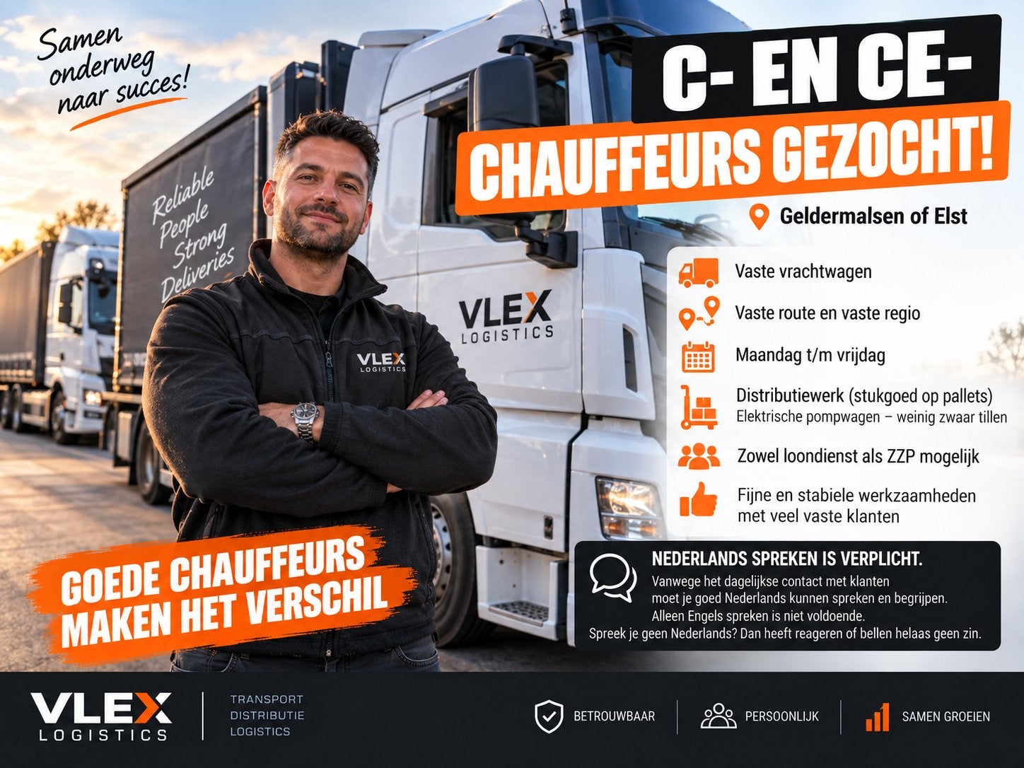 C- EN CE-CHAUFFEURS GEZOCHT –GELDERMALSEN/ELST ZZP en DIENST, Vacatures