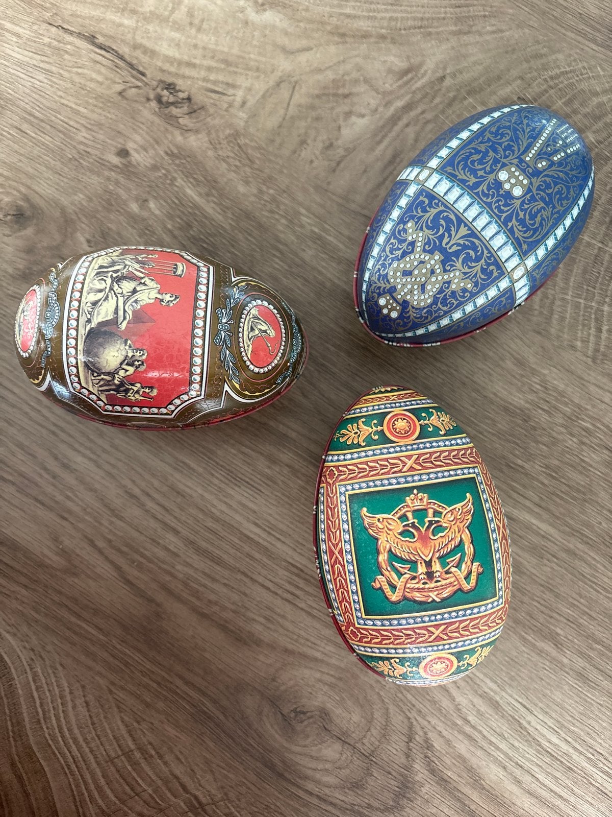 Set van 3 decoratieve eieren - Faberge stijl, Verzamelen, Ophalen of Verzenden, Zo goed als nieuw