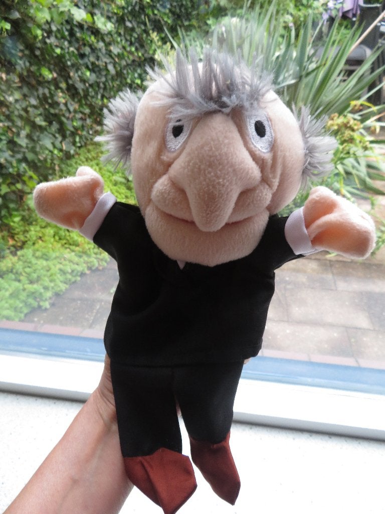 Handpop De Heer Statler van The Muppets van AH Mega Albert, Albert Heijn, Overige typen, Zwart, Ophalen of Verzenden