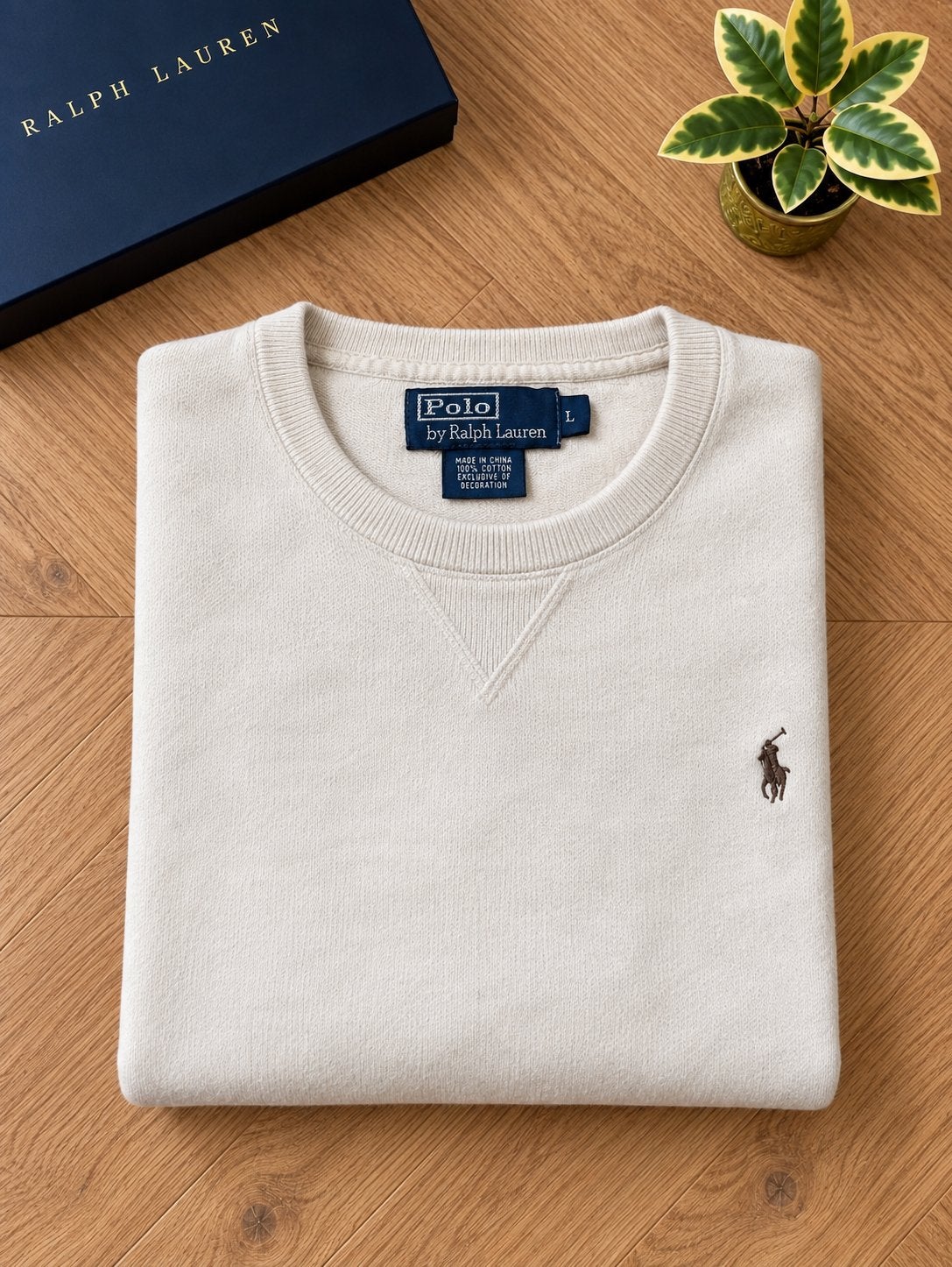 Ralph Lauren sweater roomwit maat L heren, Maat 52/54 (L), Wit, Ophalen of Verzenden, Polo Ralph Lauren
