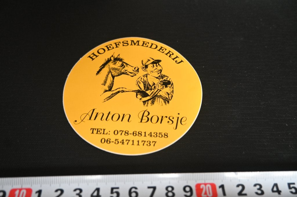 sticker Dordrecht Hoefsmederij ANTON BORSJE 078-6814358, Ophalen, Zo goed als nieuw