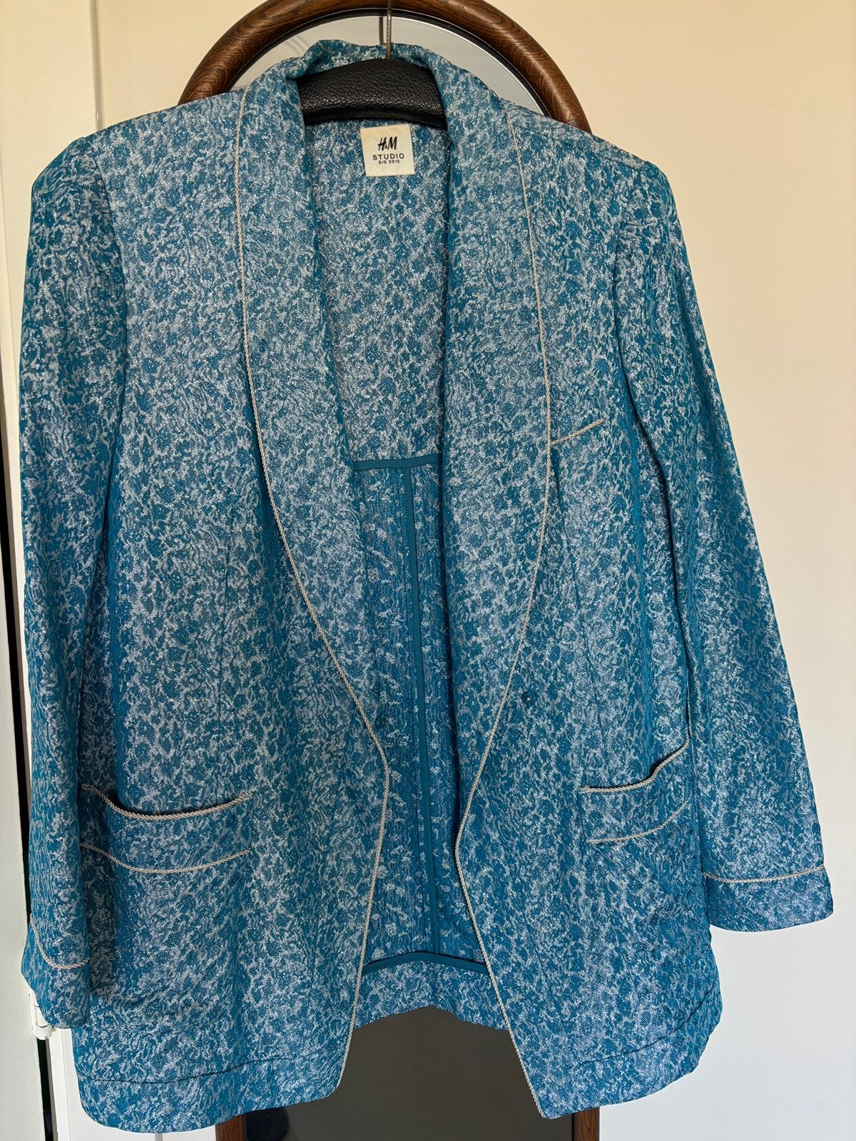 blazer jasje H&M Studio maat 38, Kleding | Dames, Jasjes, Kostuums en Pakken, Zo goed als nieuw, Jasje, Maat 38/40 (M), Blauw