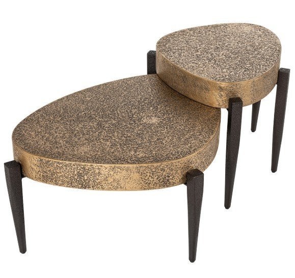 Richmond Interiors Marquee salontafel — Black/Gold — 2x, Ophalen, Overige materialen, 50 tot 100 cm, Rond